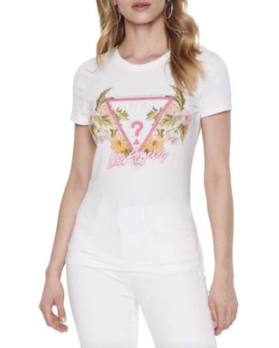 Guess T-shirt Triangle Flower - White