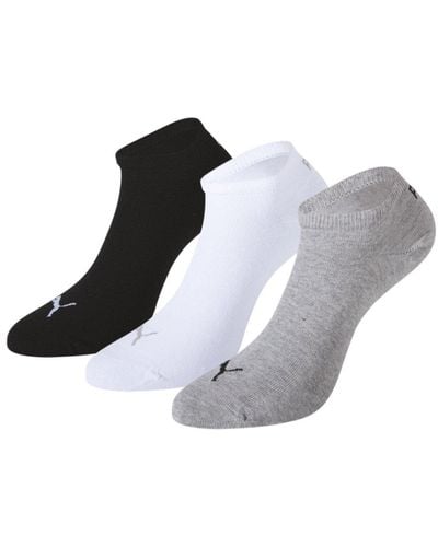 PUMA Trainer Socks 3 Pair Pack Grey White Black 9 11 Uk