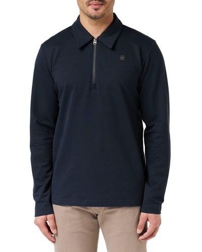 G-Star RAW Polo Half Zip Lightweight Sweatshirt - Blau