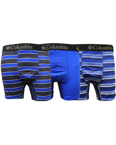 Columbia Printed Polyester Stretch Solid Boxer Brief 3 Pair - Blue