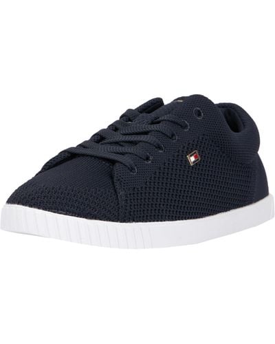 Tommy Hilfiger Vlag Lace Up Sneaker Knit Cupsole - Blauw