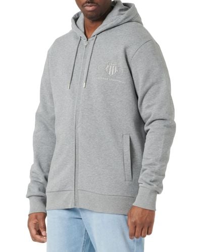 GANT Tonal Archive Shield Zip Hoodie Kapuzenpullover - Grau