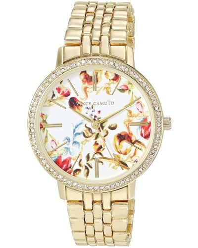 Vince Camuto Genuine Crystal Accented Bracelet Watch - Metallic