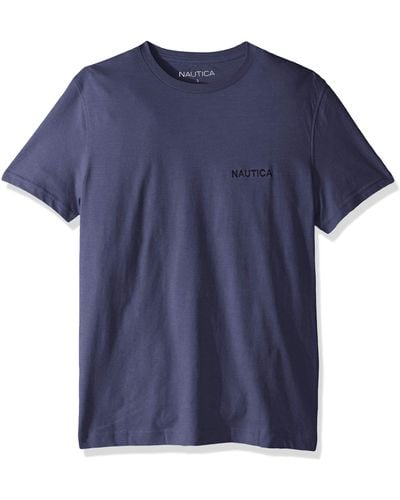 Nautica Solides kurzärmeliges J-Klasse T-Shirt Polohemd - Blau