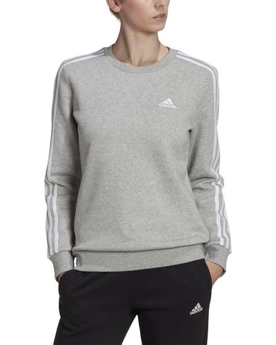 adidas Essentials 3-stripes Fleece Sweatshirt - Grey