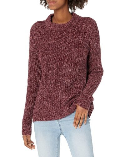 Goodthreads Cotton Half-Cardigan Stitch Mock Neck Sweater Sweaters - Rojo