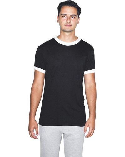 American Apparel 50/50 Crewneck Short Sleeve Ringer T-shirt - Black