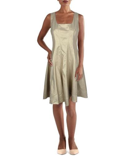 Tommy Hilfiger Fit And Flare Sleeveless Square Neck Dress - Natural