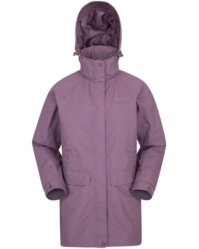 Mountain Warehouse Teau de pluie chaud et respirant avec coutures étanches et capuche amovible - Idéal pour la marche Rose clair - Violet
