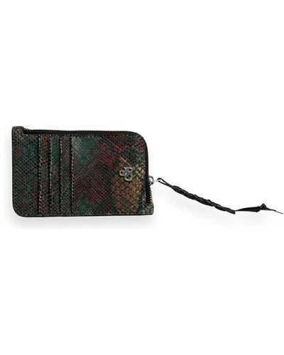 Scotch & Soda Printed Leather Cardholder with A Zip Snake - Schwarz