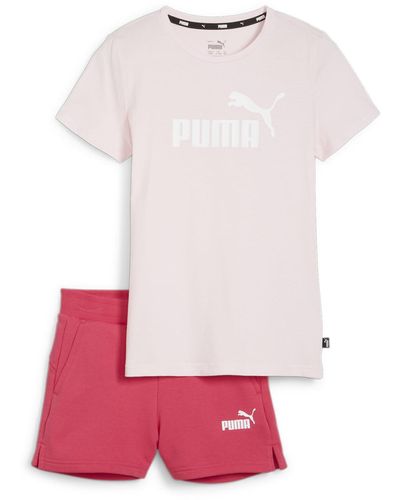 PUMA Logo T-shirt & Shorts Set G - Roze
