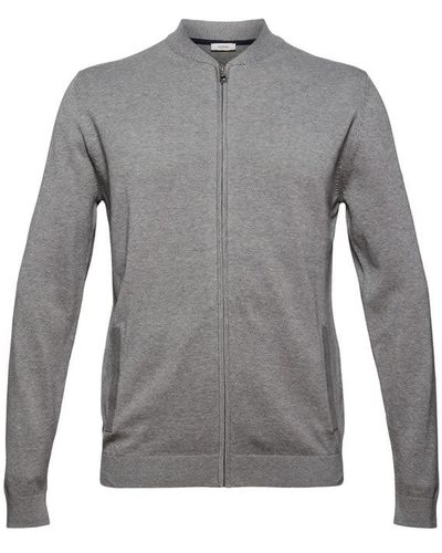 Esprit Cardigan zippé en 100 % coton biologique - Gris