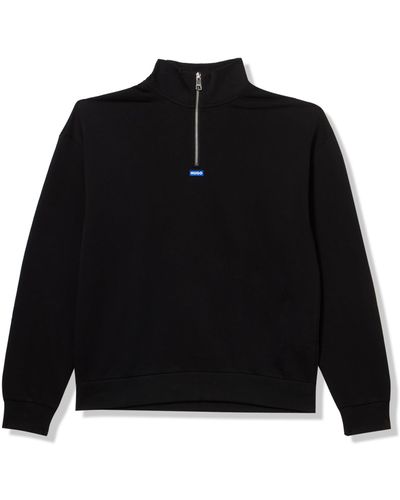 HUGO Twill French Terry Quarter Zip Sweatshirt - Black
