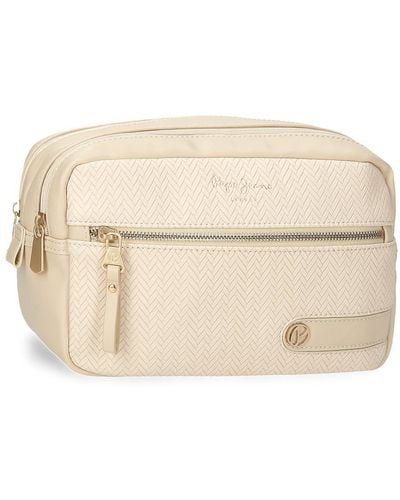 Pepe Jeans Sprig Toiletry Bag Beige 26x16x12cm Faux Leather By Joumma Bags - Natural