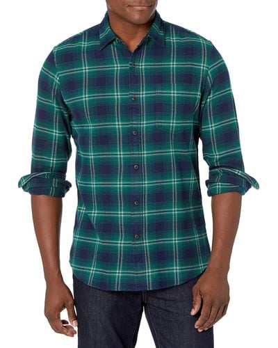 Amazon Essentials Camisa en Franela de ga Larga y Corte Ajustado con Estampado de Cuadros - Multicolor