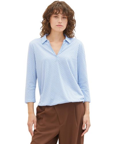 Tom Tailor Polo T-Shirt mit Muster - Blau