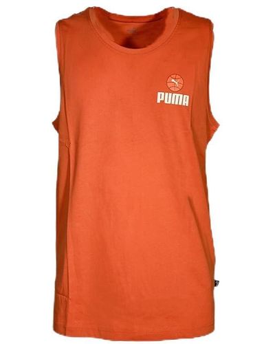 PUMA Sleeveless T-shirt Tank Tops - Orange