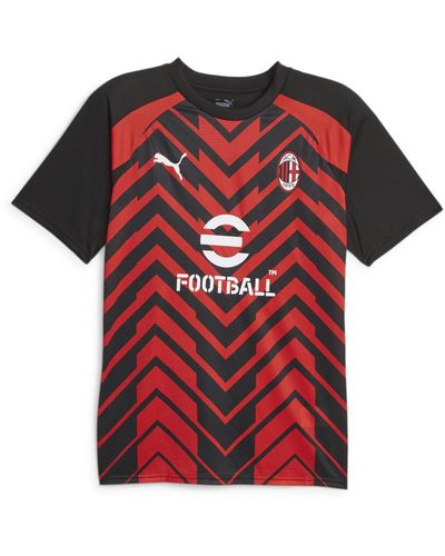 PUMA Maillot d'avant-Match à ches Courtes 23/24 AC Milan S for All Time Red Black - Rouge