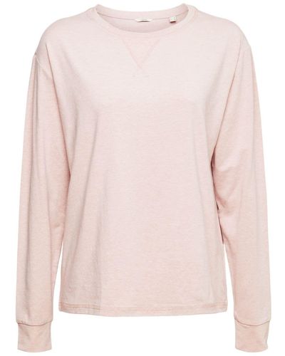 Esprit Cosy Melange Sus S.Shirt_LS Camiseta de Pijama - Rosa