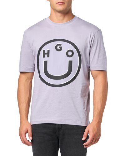 HUGO Smile Face Cotton T-shirt - Grey