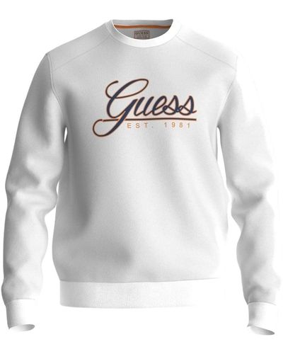 Guess Pull en Coton avec Logo Jeans - Blanc