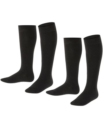 Esprit Foot Logo 2-Pack K KH cotone al ginocchio tinta unita confezione di 2 paia - Nero