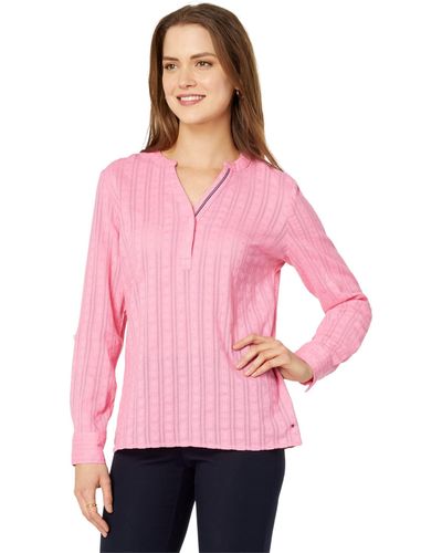 Tommy Hilfiger Long Sleeve Y-neckline Shirt - Pink