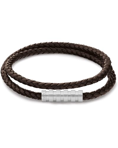 Calvin Klein Jewelry Braided Leather Bracelet - Black