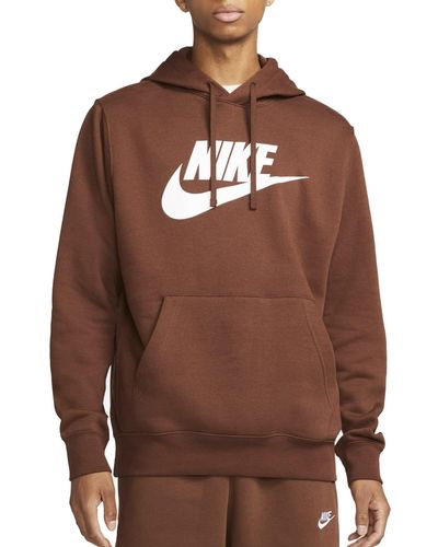 Nike Felpa pullover con cappuccio e grafica Sportswear Club Fleece - Marrone