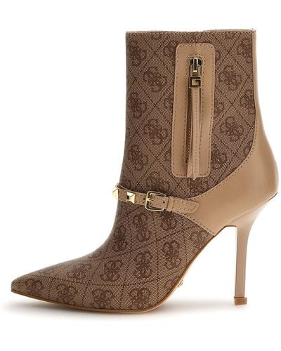 Guess Aylo Jeans Heel Ankle Boots - Women, The Beiges, 7 Uk - Brown