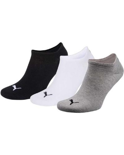 PUMA Ss022m Trainer Socks 3 Pair Pack Grey White Black 2 5 Uk