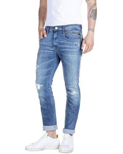 Replay Herren Anbass Bio Jeans - Bleu