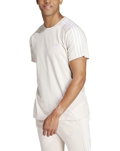 adidas Essentials Single Jersey 3-Streifen Kurzärmliges T-Shirt - Weiß