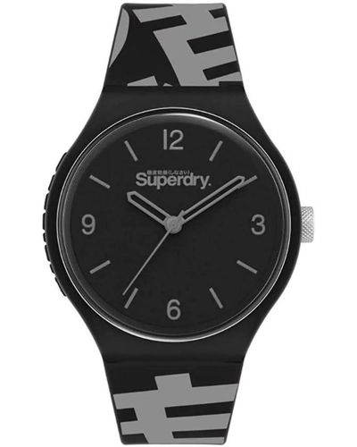 Superdry 43 mm - Cadran Noir - Bracelet Silicone Noir
