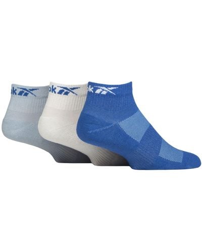 Reebok Unisex 'essentials' Ankle Socks - Mens & Ladies, Plain, Cotton With Arch Support, Cushioning & Mesh Top, Sports Use, 3 - Blue