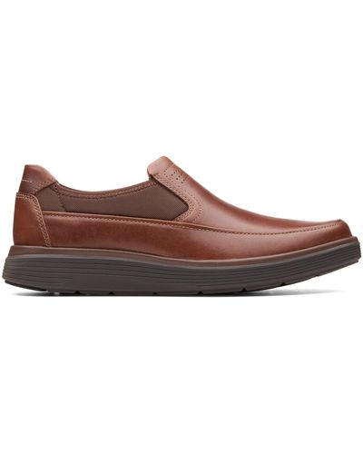 Clarks Un Abode Go Leather Shoes In Dark Tan Standard Fit Size 10.5 - Brown