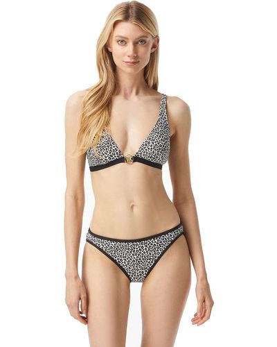 Michael Kors Womens Mini Leopard Triangle Bikini Top - Natural