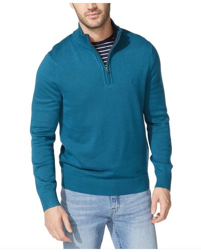 Nautica Maglione da Uomo con Zip - Blu