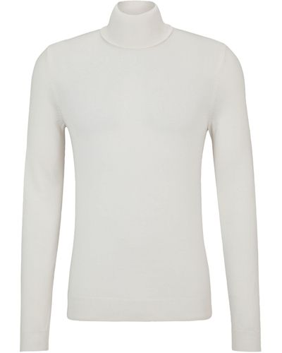 HUGO Regular-fit Rollneck Jumper In Virgin Wool - White