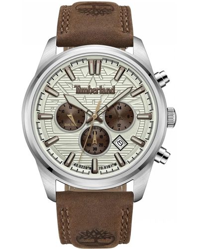 Timberland 's Analog Quartz Watch With Leather Strap Tdwgf0009604 - Metallic