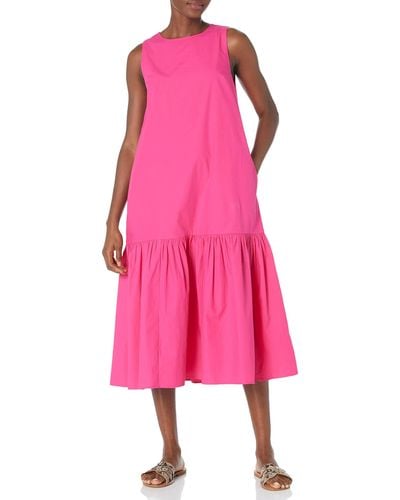 The Drop Ilana Loose Sleeveless Wide-hem Poplin Maxi Dress - Pink