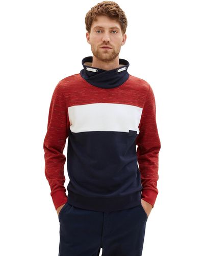 Tom Tailor 1037835 Colorblock Sweatshirt Optik - Rot
