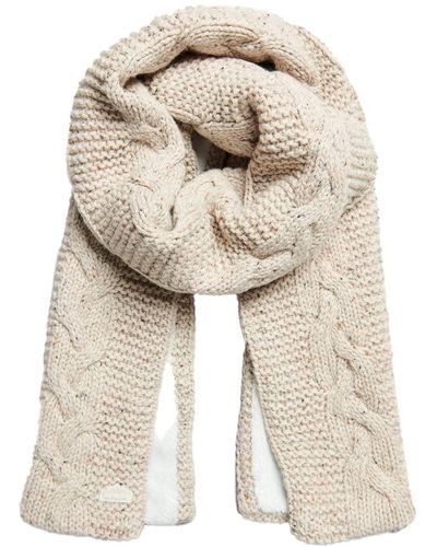 Superdry Vintage Cable Scarf - Natural