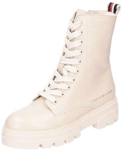 Tommy Hilfiger Low Boot Monochromatic Lace Up Ankle Boots - Natural