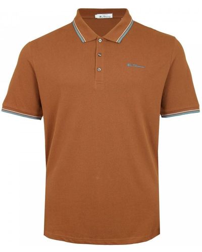 Ben Sherman S Plus Size Signature Tipped Polo Shirt 5xl Ginger - Brown