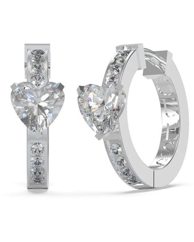 Guess Pendientes Huggie Me Romantic Crystal Hoop Earrings JUBE03144JWRHT/U sGU2408 Marca - Blanco
