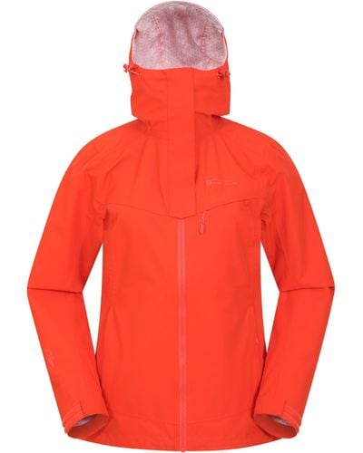 Mountain Warehouse Breathable Ladies 2 In 1 Coat With Waterproof Zips & Taped Seams - Spring Wet - Red