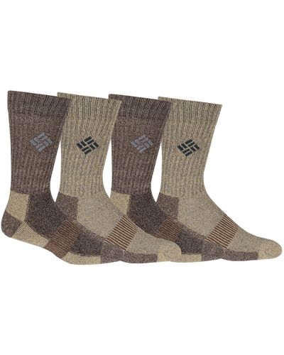 Columbia 4 Pack Moisture Control Crew Socks | Brown/khaki | S 6-12 - Grey