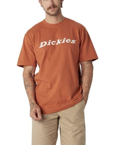 Dickies Kurzärmliges Wordmark-Grafik Arbeits-T-Shirt - Braun