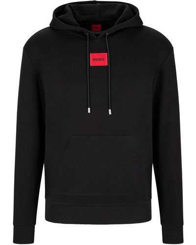 HUGO S Dasara Redlabel Cotton Hooded Sweatshirt With Logo Label Black